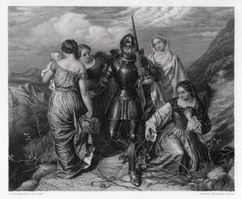 F. R. PICKERSGILL SIGNED 1800s Engraving "Christian in the Valley" FRAMED