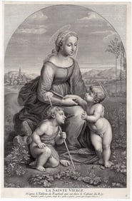 Raphael Madonna in the Garden Engraving 1700's