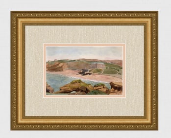 1800's Hepburn Watercolor Biarritz Seaside