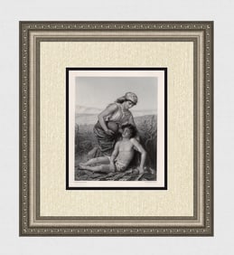 Karl Wilhelm Friedrich Bauerle 1800s Engraving Hagar & Ishmael FRAMED SIGNED