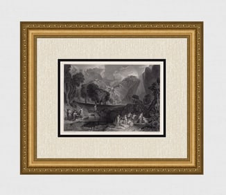 Pretty 1800s JMW TURNER Engraving "Goddess of Discord" SIGNED Gallery Framed COA