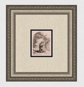 1800s REMBRANDT B101 Etching St. Jerome Praying Durand SIGNED Framed