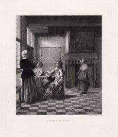 Pieter de Hooch A Dutch Interior 1890 etching