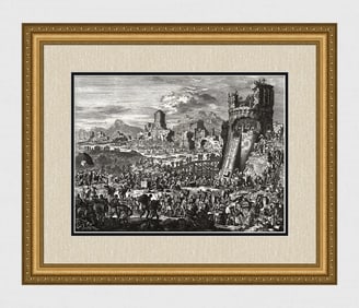 1747 Monumental Engraving Jan Luyken Jerusalem Rebuilt Framed