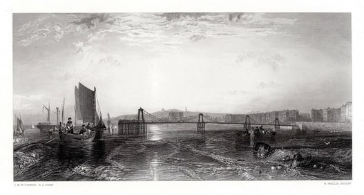 Joseph Mallord William Turner The Chain Pier, Brighton engraving signed