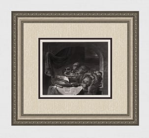 1800s GEORGE LANCE Antique Engraving The Hungry Monkey Framed Signed