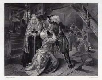 Edward Matthew WARD 1800s Engraving "Alice Lisle" SIGNED FRAMED