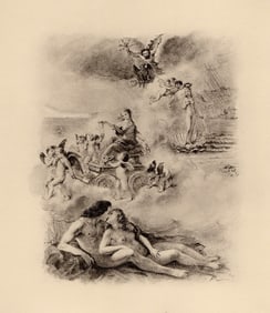 Original 1947 Paul-Emile Becat Limited Lithograph Les Baisers Comptes Framed