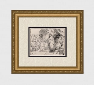 1800s REMBRANDT B89 Etching SIGNED Christ Appears to Apostles Durand