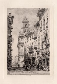 1877 William A Street in Verona etching signed