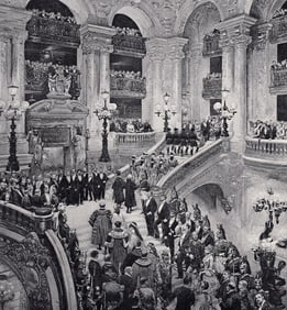 Edouard Detaille 1800s Antique Print Paris Opera House FRAMED Signed