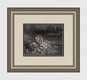 Gustave Dore The Angry Ones Divine Comedy c. 1880 Woodcut Framed