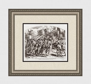 Raphael 1649 Engraving Vatican The Destruction of Jericho Signed Framed