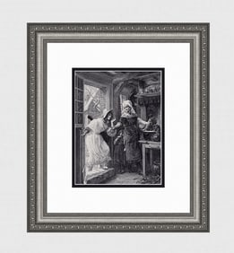 Georges Gaston Melingue 1800s Antique Fables Print Grasshopper & Ant FRAMED