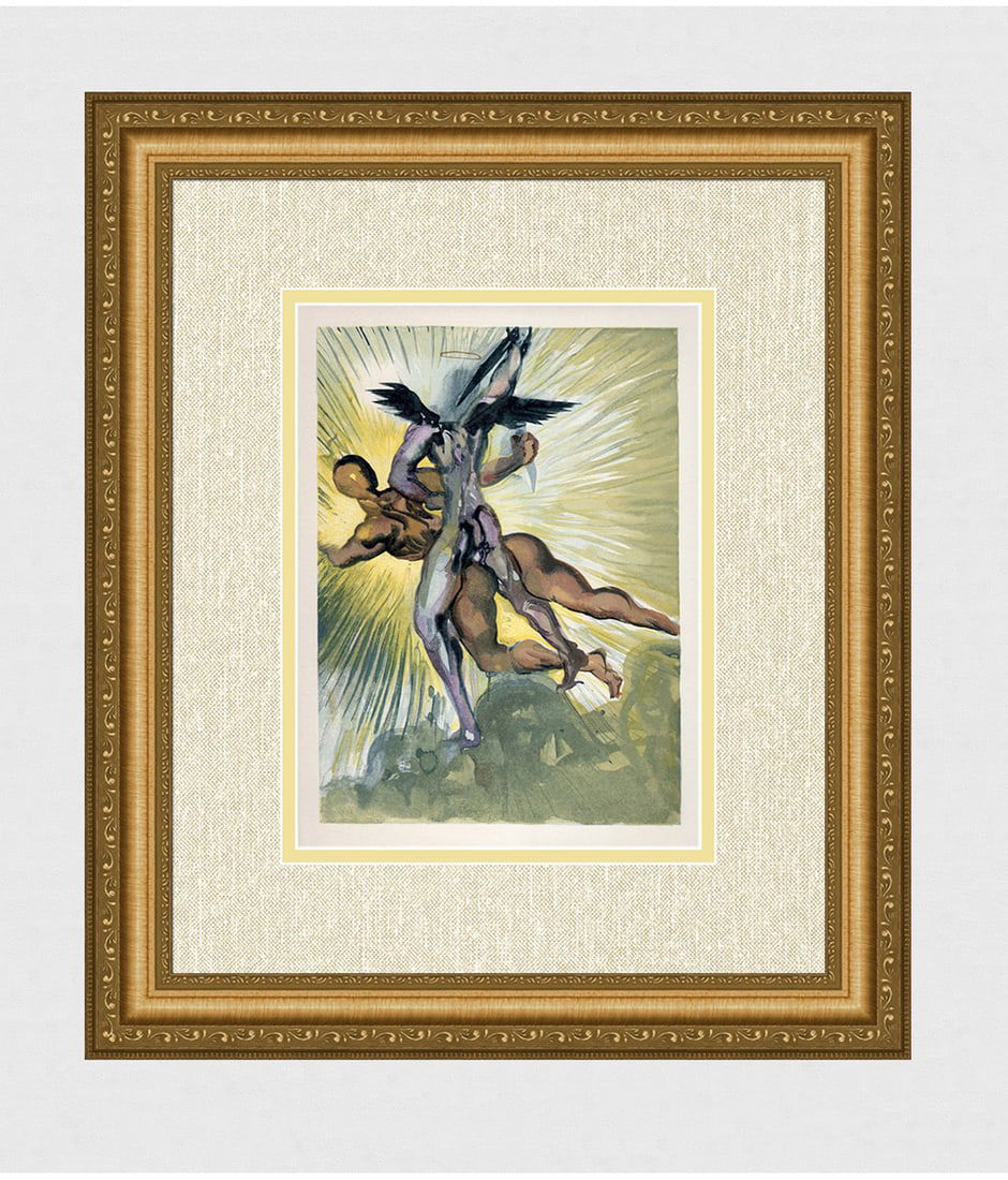 1960 Salvador Dali Guardian Angels Authentic Woodcut