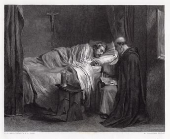 Ernest Meissonier The Last Prayer engraving signed