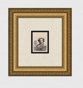 1800s REMBRANDT Etching B26 Self Portrait in a Flat Cap Durand