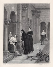 FRAMED Philip Hermogenes CALDERON 1800s Engraving REFURBISHING Signed