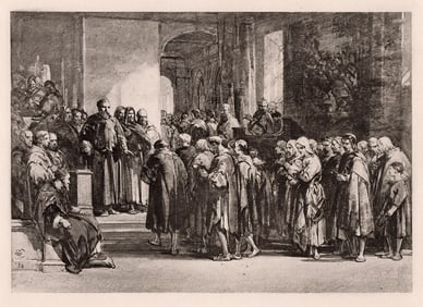 George Cattermole A Scene of Monastic Life 1888 Print Signed