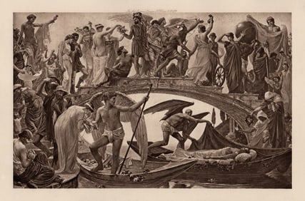 Walter CRANE Antique 1800s Symbolic Print The Bridge of Life Gallery Framed