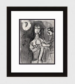 1960 Religious MARC CHAGALL Antique Print Zilpah and Jacob FRAMED