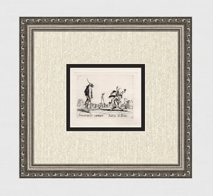 1920 CALLOT Engraving "Smaraolo Cornuto & Ratsa Di Boio" Limited Framed