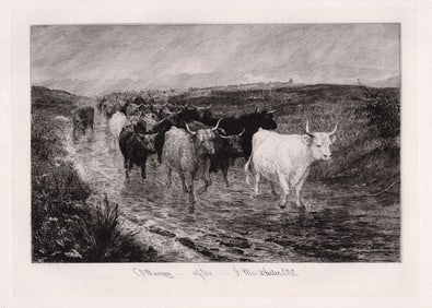 1881 John MacWhirter West Highlanders etching signed