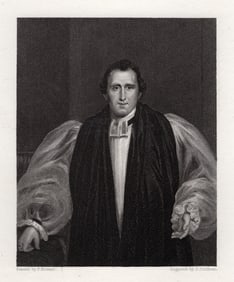 Frank Howard 1800s Antique Engraving Bishop, Daniel Wilson Signed Framed