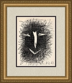 1964 Pablo Picasso Deux Masques I Lithograph Framed Mourlot