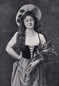 Mademoiselle Wahl 1800s Antique Print Woman with Flowers Framed COA