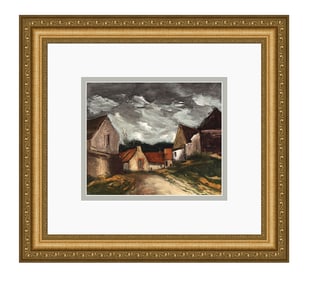 Maurice de Vlaminck 1958 lithograph Village de Sarthe signed