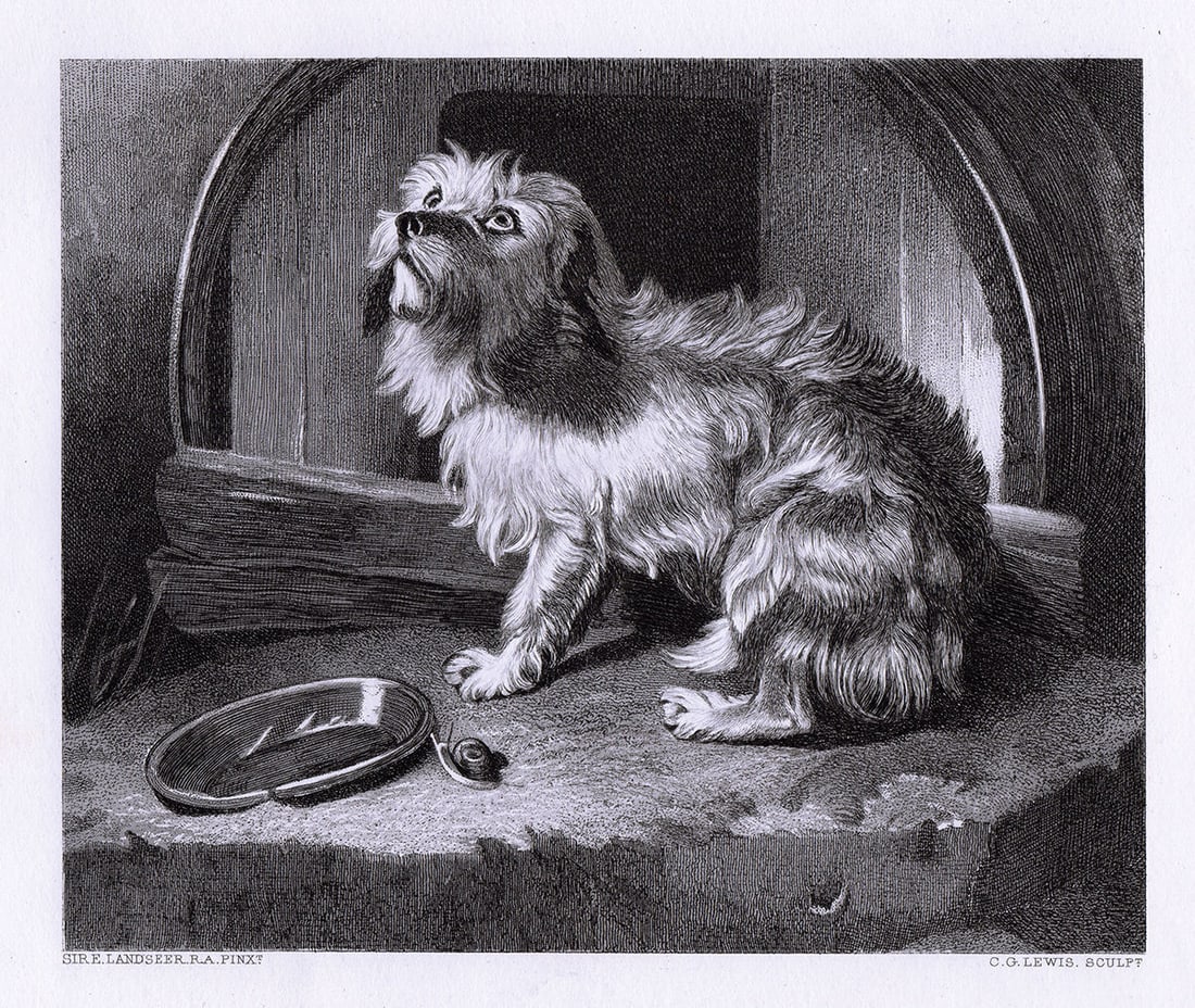 Sir Edwin Henry Landseer There's No Place Like Home 1878 engraving: Sir Edwin Henry Landseer. (English, 1802-1873). "There's No Place Like Home". Antique steel engraving on wove paper after the original oil on canvas by master engraver Charles George Lewis (English,18