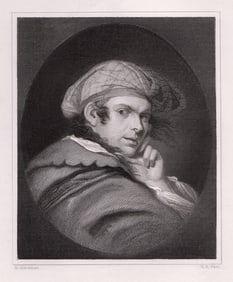 1834 John Hamilton Mortimer Portrait in Character engraving signed