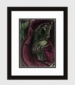 1960 Marc Chagall Lithograph Job in Despair Framed