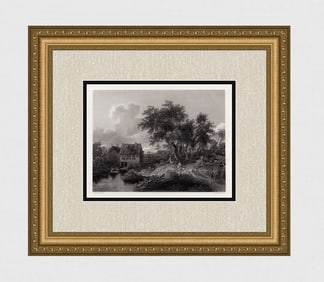 Meindert Hobbema 1858 Engraving The Old Mill Framed