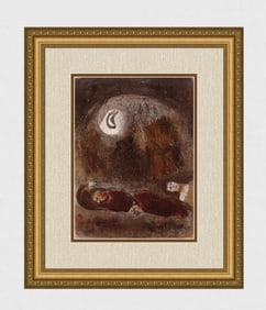 1960 Marc Chagall Lithograph Ruth at the Feet of Boaz Framed