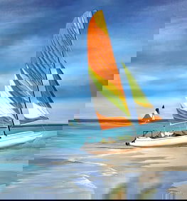 Gorgeous Patricia Chute 60 x 48 Inch Orange Sails Painting