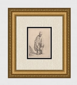 1800s REMBRANDT B162 Beggar in a High Cap, Standing and Leaning on a Stick DURAND