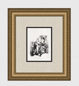 Jean Louis Ernest MEISSONIER 1800s Engraving THE READER Signed Framed