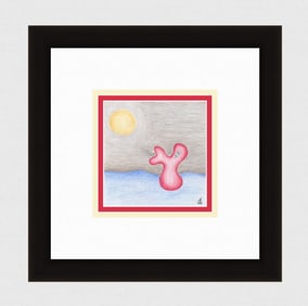 Alexander Constantine Original Drawing Barking at the Moon Signed