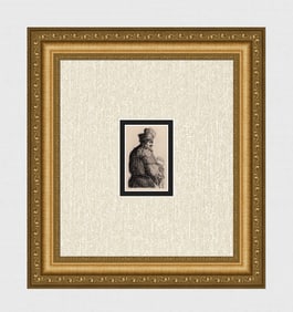 REMBRANDT 1800s Etching B143 The Old Man DURAND Original Framed