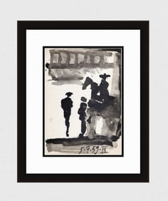 PABLO PICASSO 1961 Vintage Lithograph Entering the Bullring FRAMED