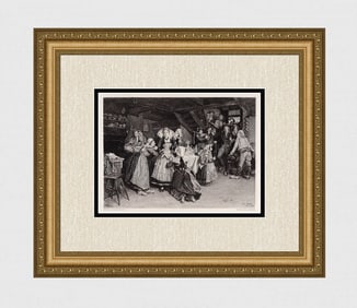 Henry MOSLER 1800s Etching "The Wedding Morning" SIGNED Framed