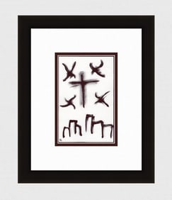Patrick Mcdowell Original Hand Signed Ink Drawing Angels of Crucifixion Framed COA