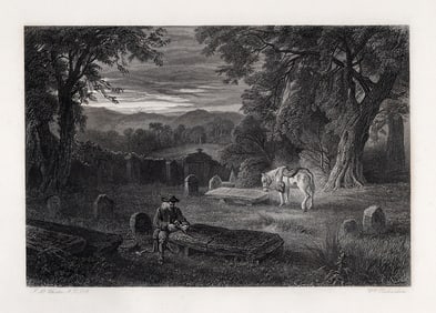 John MACWHIRTER 1800s SIGNED Engraving The Graveyard FRAMED