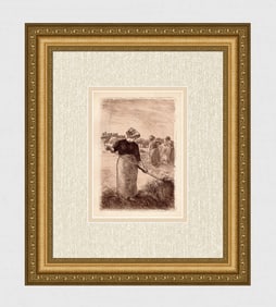 1906 Camille Pissarro Etching Les faneuses