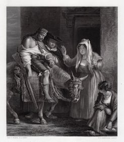 David Wilkie 1800s Engraving The Guerilla's Return Framed Signed