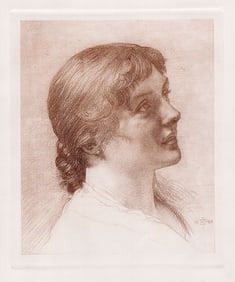 Sir Edward John Study of a Head engraving signed