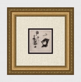 1800s REMBRANDT B363 Etching Sheet of Studies  DURAND