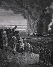1800s Gustave Dore Biblical Wood Engraving THE CONQUEST OF AI Framed SIGNED
